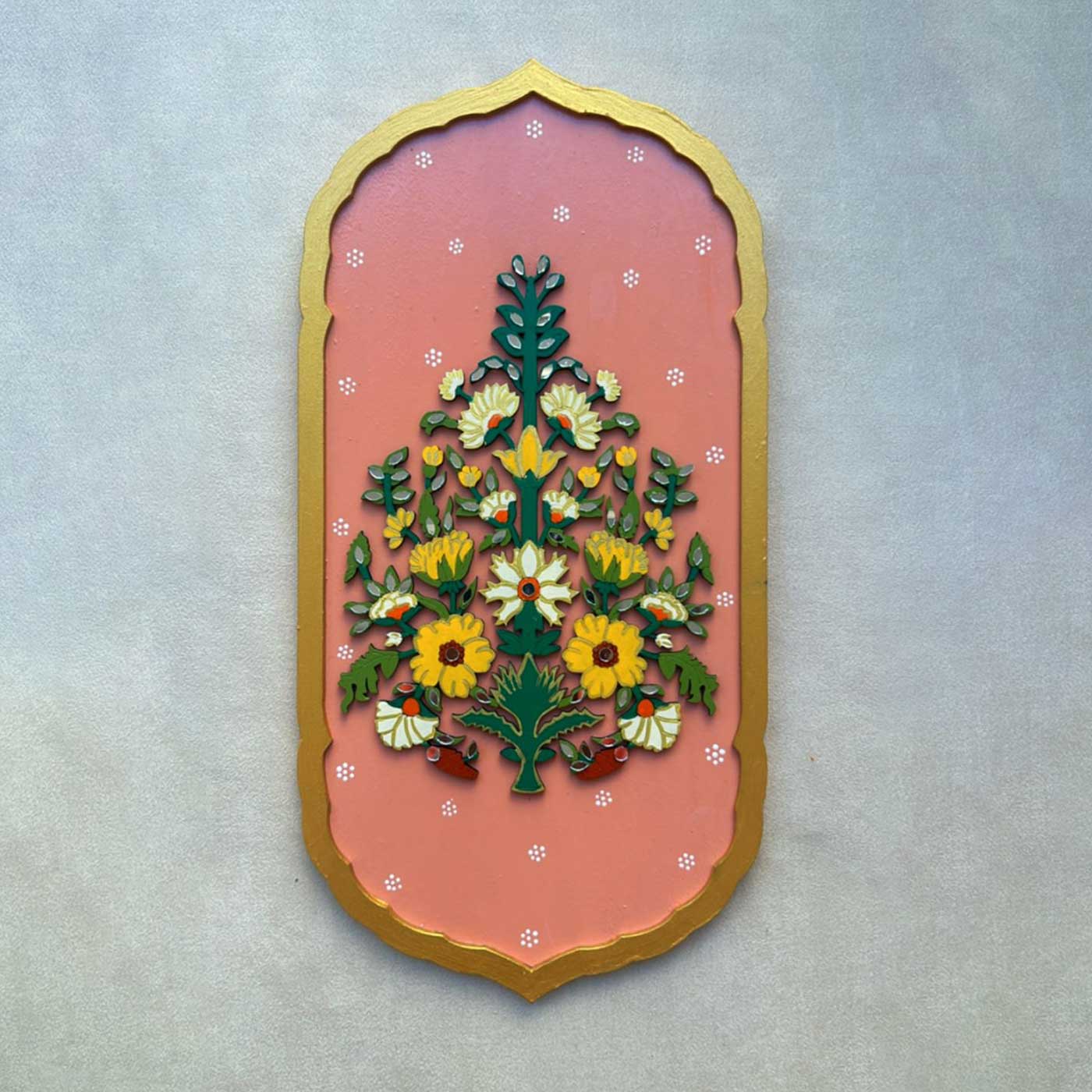 Hand-Painted Floral Motif MDF Wood Wall Decor