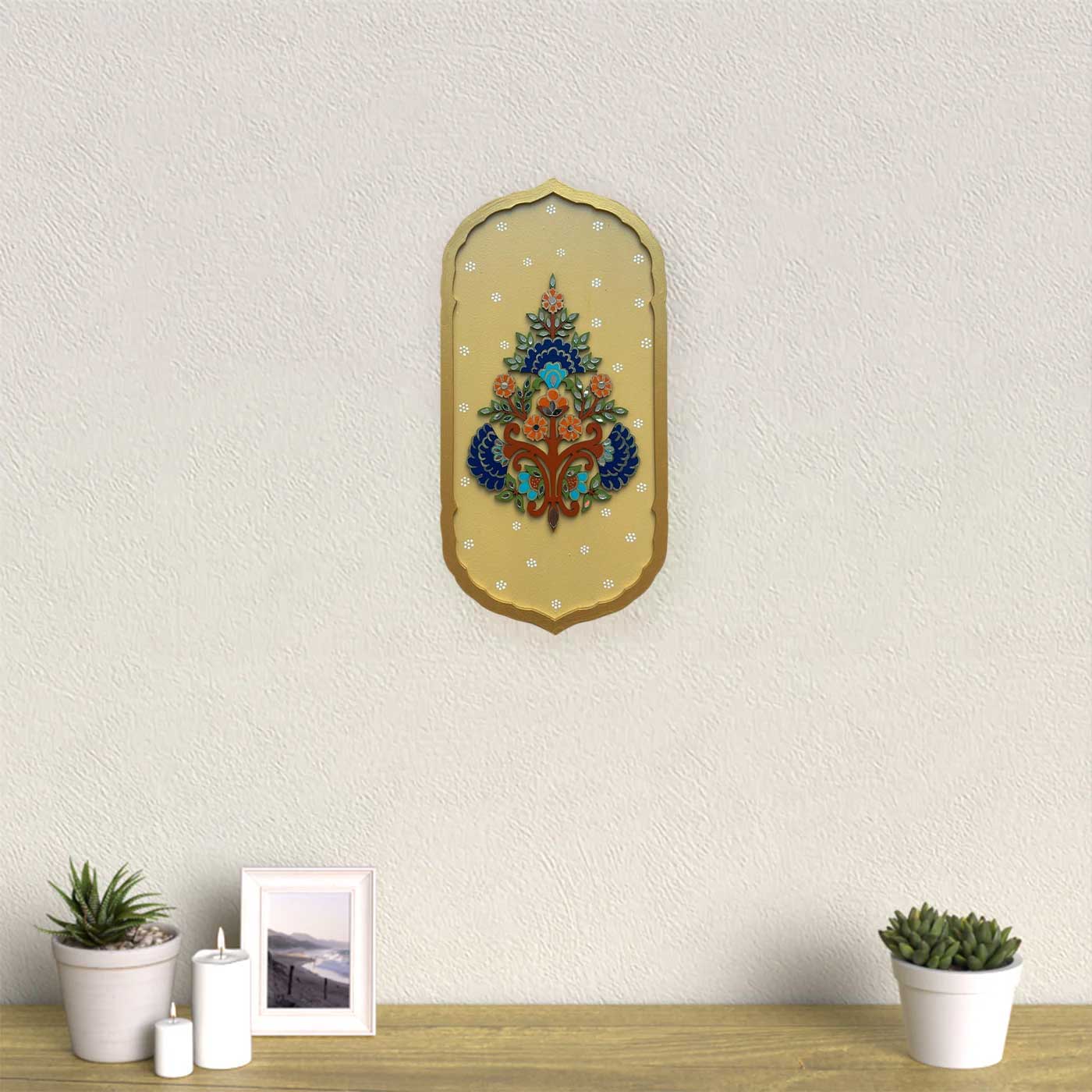 Hand-Painted Floral Ornate Theme MDF Wood Wall Decor