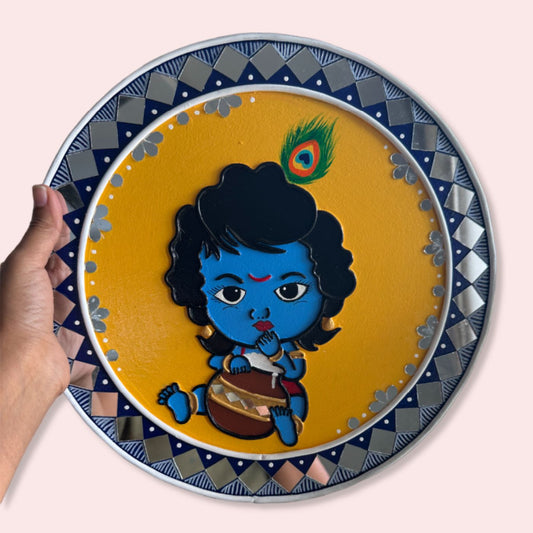 Bal Radha Krishna Lippan Art Wall Plate