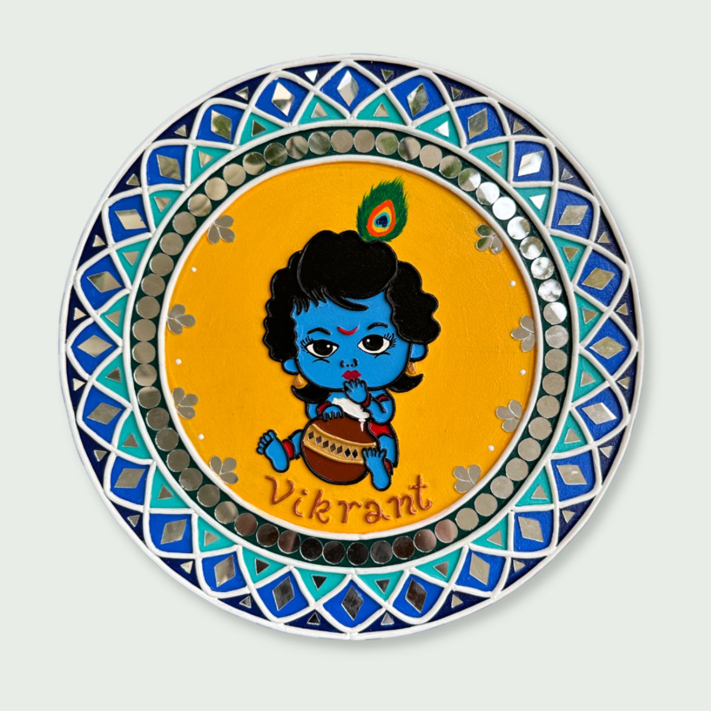 Bal Radha Krishna Lippan Art Wall Plate