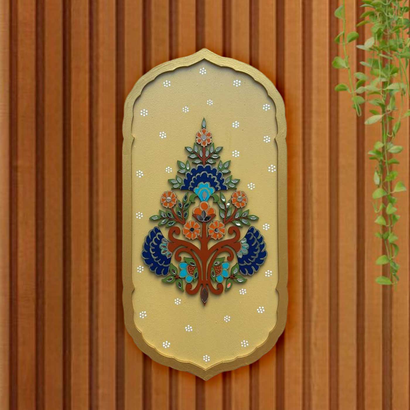 Hand-Painted Floral Ornate Theme MDF Wood Wall Decor