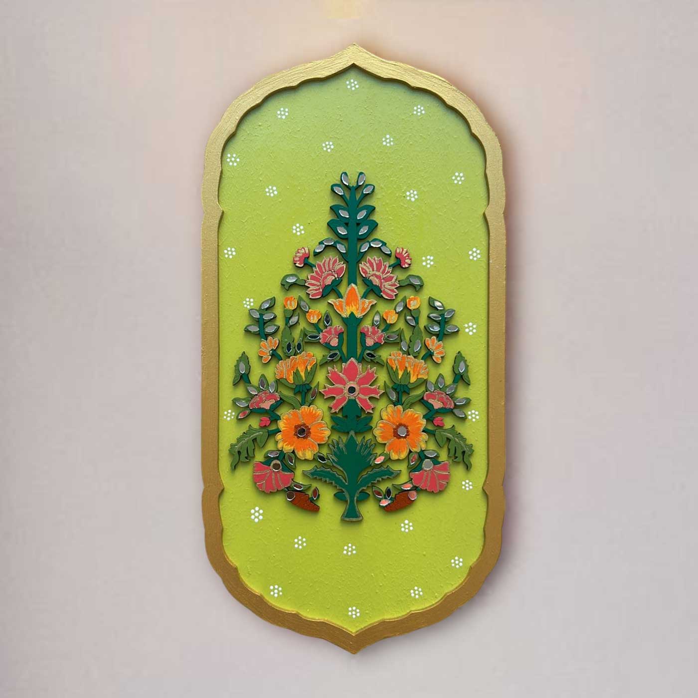 Hand-Painted Floral Motif MDF Wood Wall Decor
