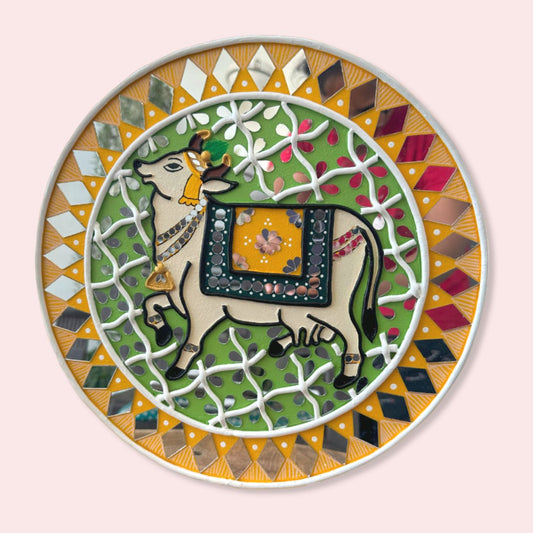 Cow Lippan Art Wall Plate